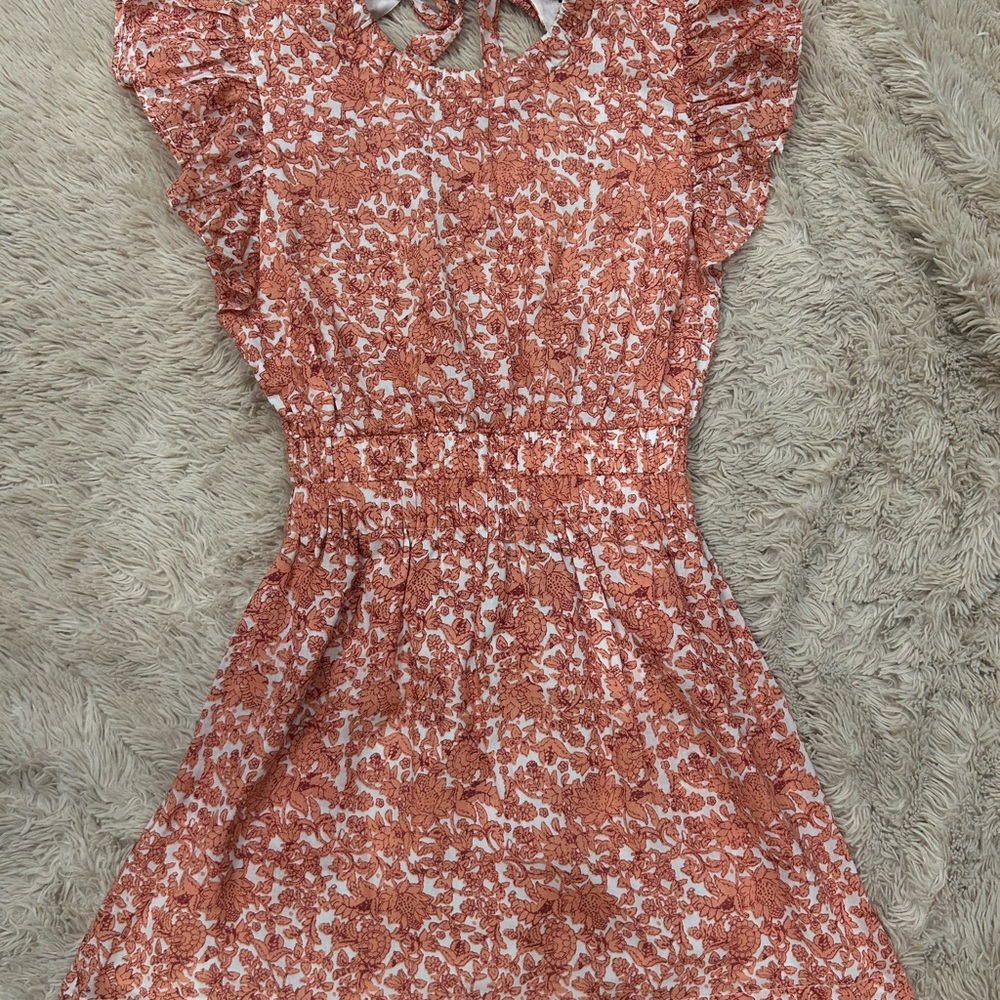 Elan - Small - Floral Ruffle Sleeve Dress with open tie back